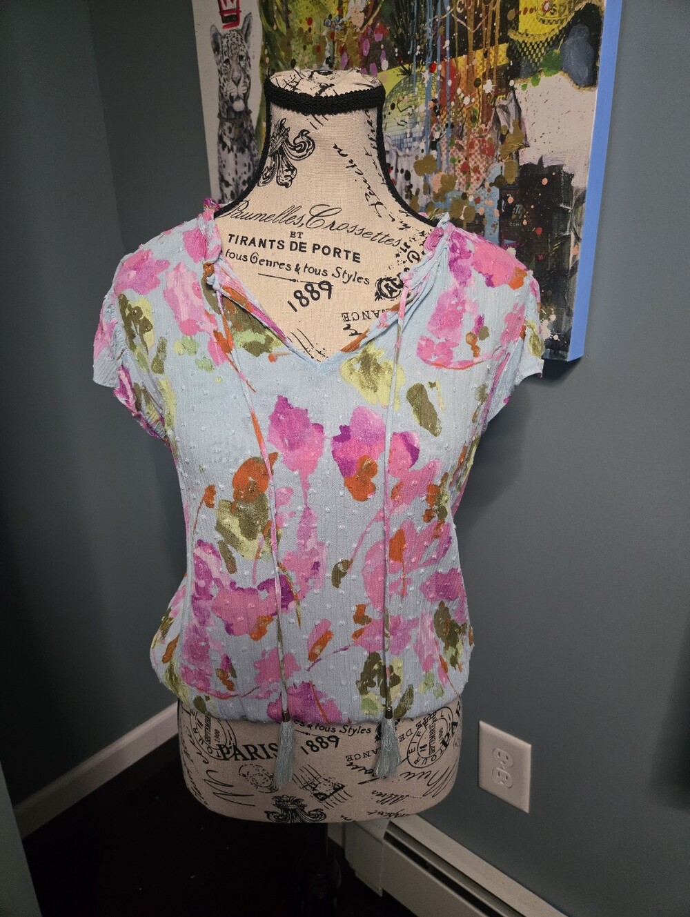Rose + Olive Summery Baby Blue And Floral Top